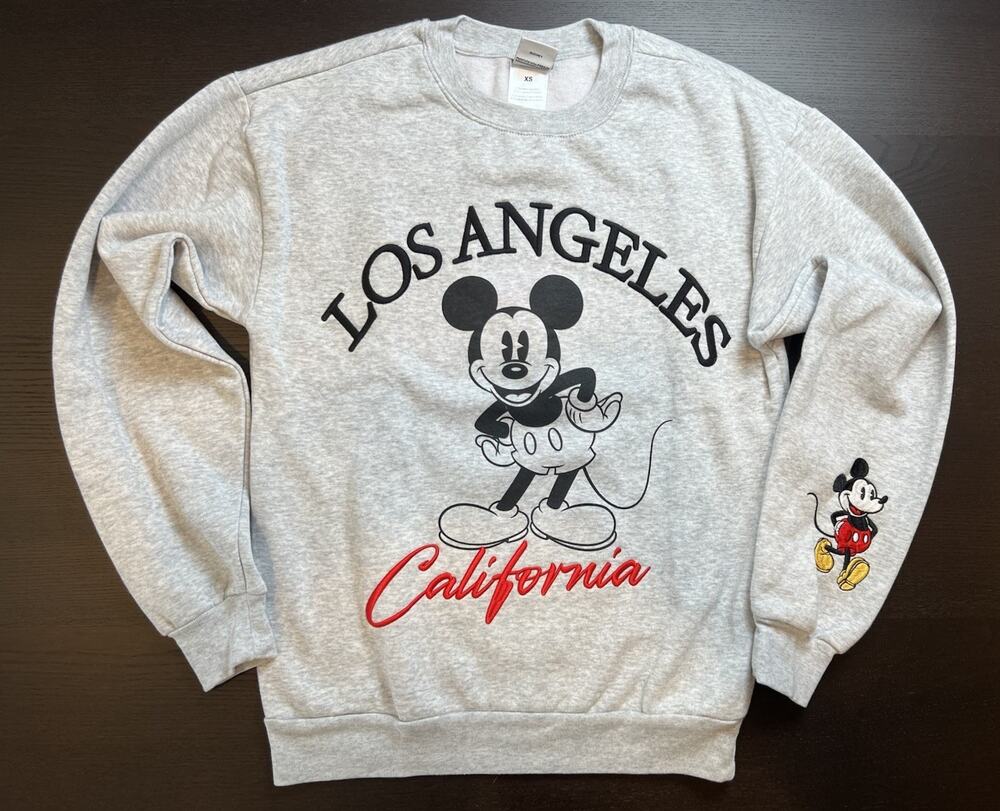 Mickey Mouse Los Angeles California Crewneck Sweatshirt Heather Grey Women’s XS
